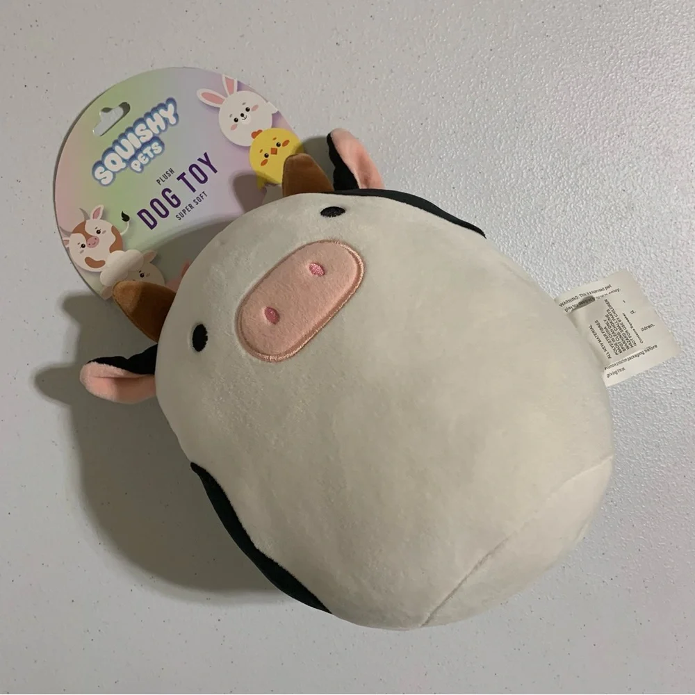 Squishy Pets Plush Cow Dog Toy-NWT